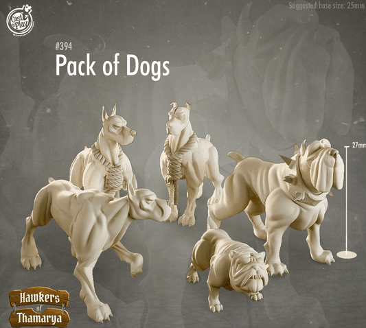 3D Printed Cast n Play Hawkers of Thamarya - Pack of Dogs 28mm 32mm D&D - 3D Printing Boss 