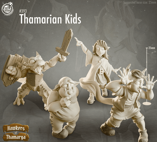 3D Printed Cast n Play Hawkers of Thamarya - Thamarian Orphan Kids 28mm 32mm D&D - 3D Printing Boss 