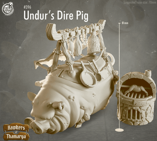 3D Printed Cast n Play Hawkers of Thamarya - Undur's Dire Pig 28mm 32mm D&D - 3D Printing Boss 