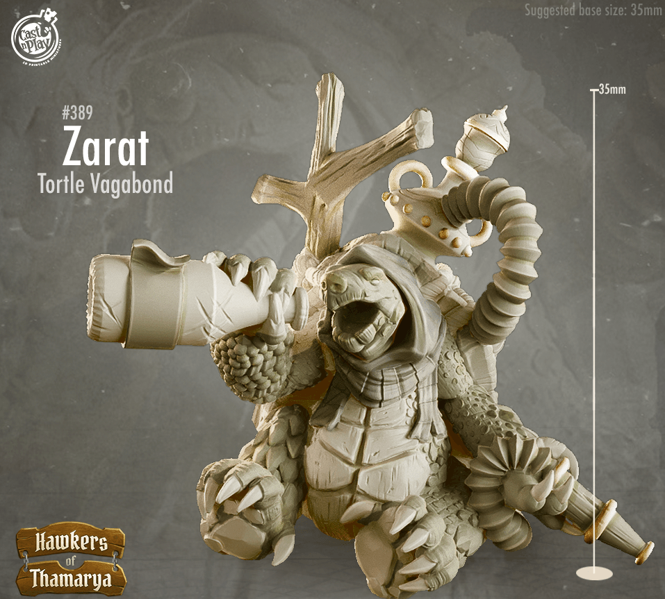 3D Printed Cast n Play Hawkers of Thamarya - Zarat Tortle Vagabond 28mm 32mm D&D - 3D Printing Boss 