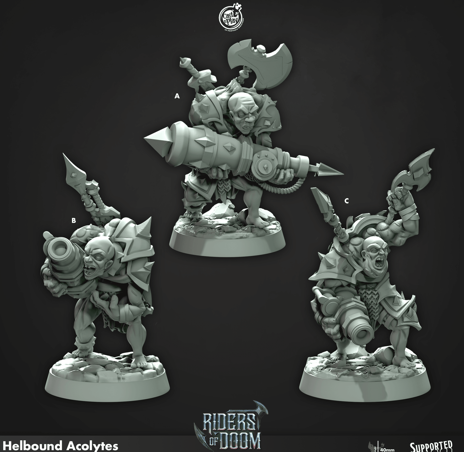 3D Printed Cast n Play Hellbound Acolytes Riders of Doom Set 28mm 32mm D&D - 3D Printing Boss 