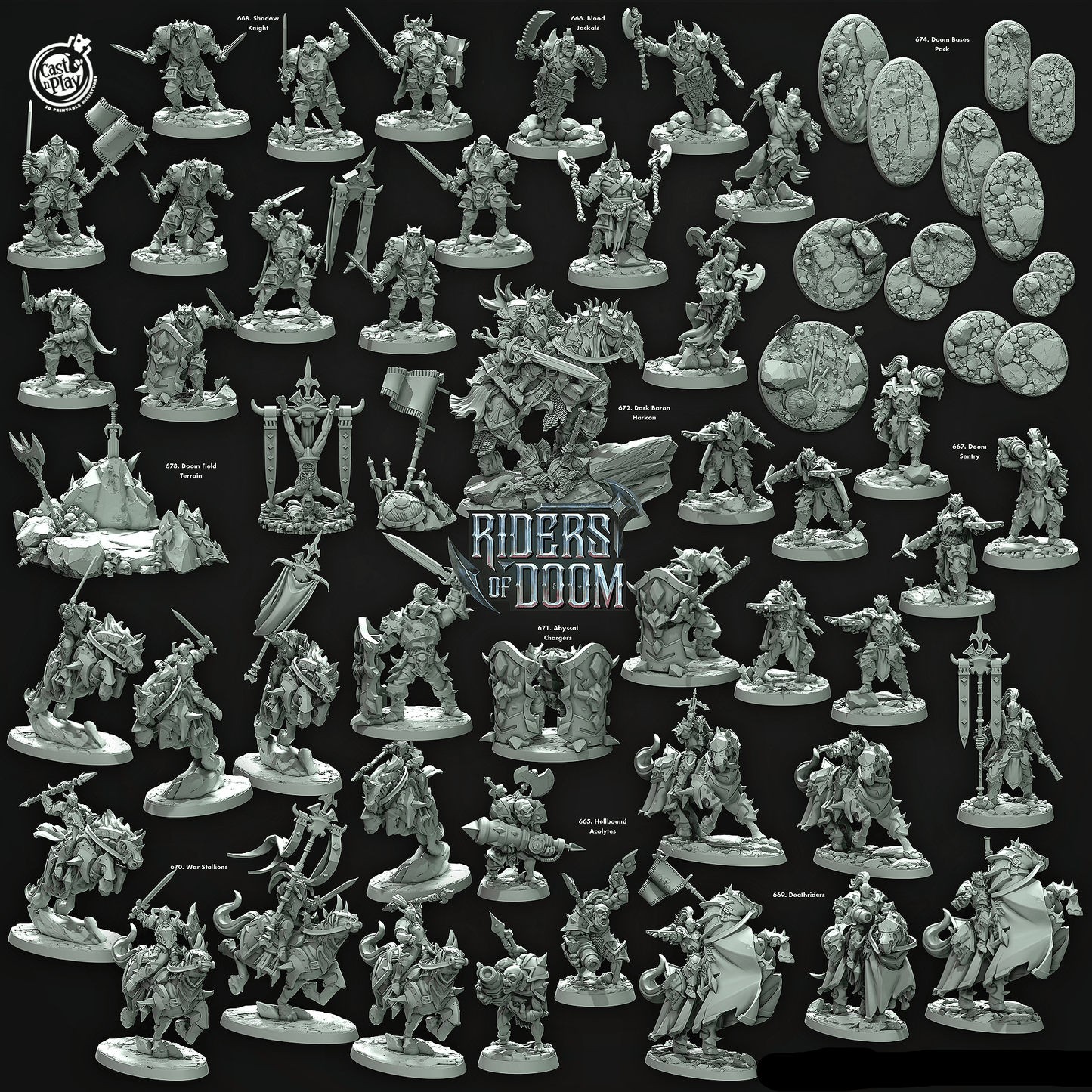 3D Printed Cast n Play Hellbound Acolytes Riders of Doom Set 28mm 32mm D&D - 3D Printing Boss 