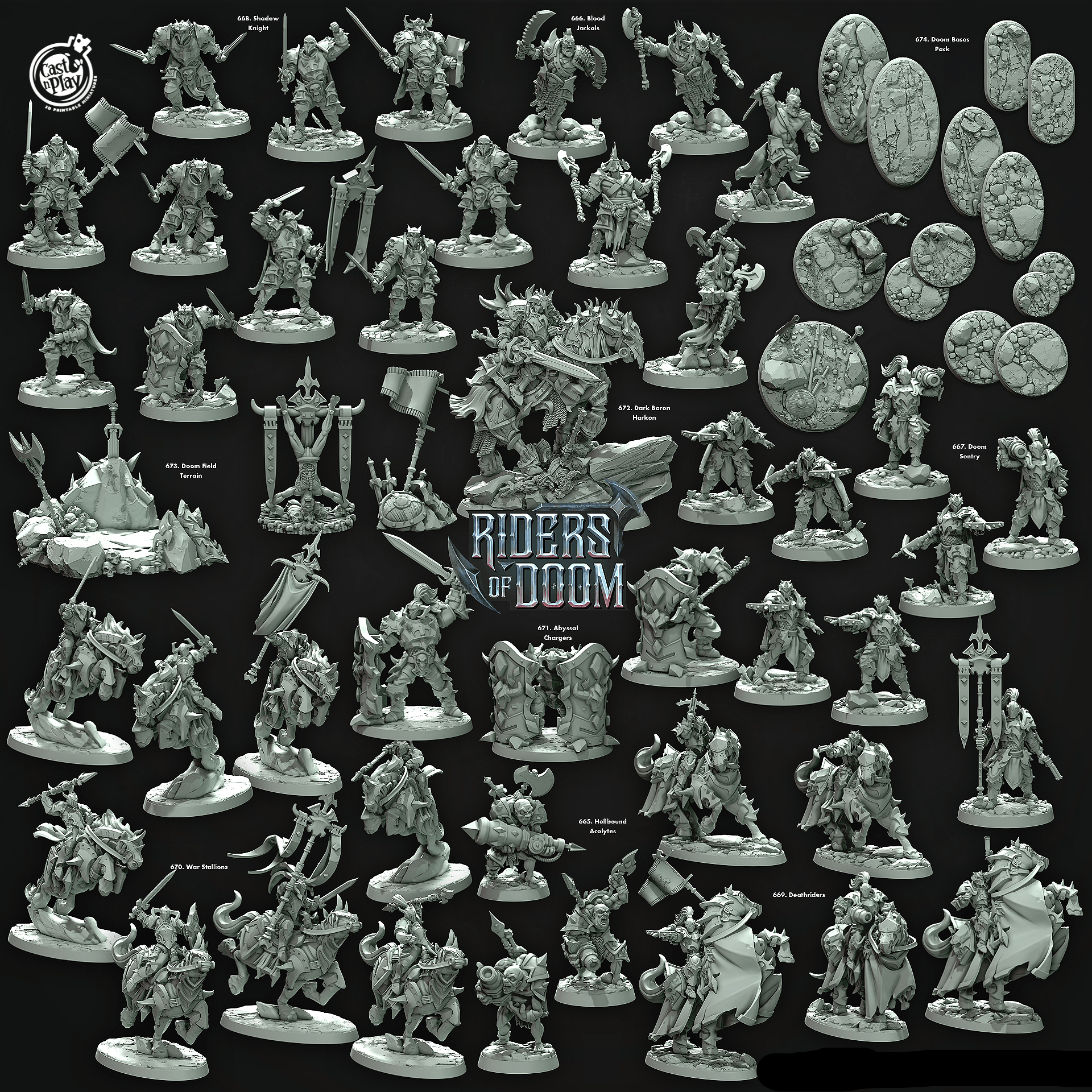 3D Printed Cast n Play Hellbound Acolytes Riders of Doom Set 28mm 32mm D&D - 3D Printing Boss 