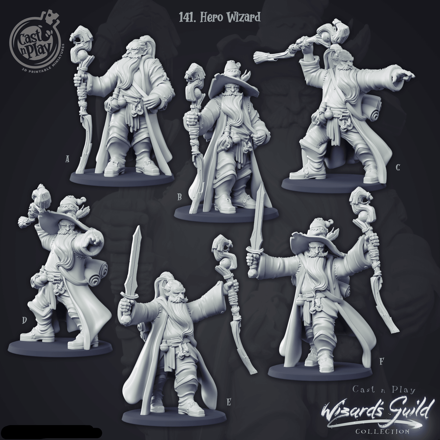 3D Printed Cast n Play Hero Wizard 28mm 32mm D&D - 3D Printing Boss 