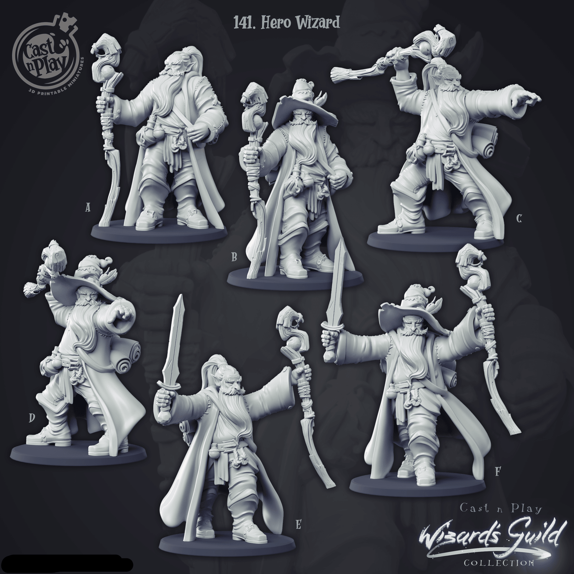 3D Printed Cast n Play Hero Wizard 28mm 32mm D&D - 3D Printing Boss 