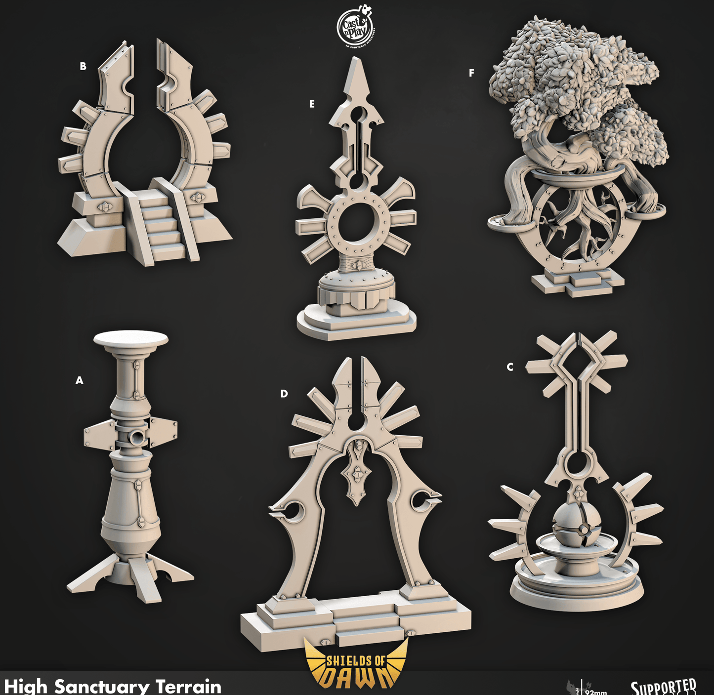 3D Printed Cast n Play High Sanctuary Terrain Shields of Dawn 28mm 32mm D&D - 3D Printing Boss 