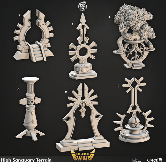 3D Printed Cast n Play High Sanctuary Terrain Shields of Dawn 28mm 32mm D&D - 3D Printing Boss 