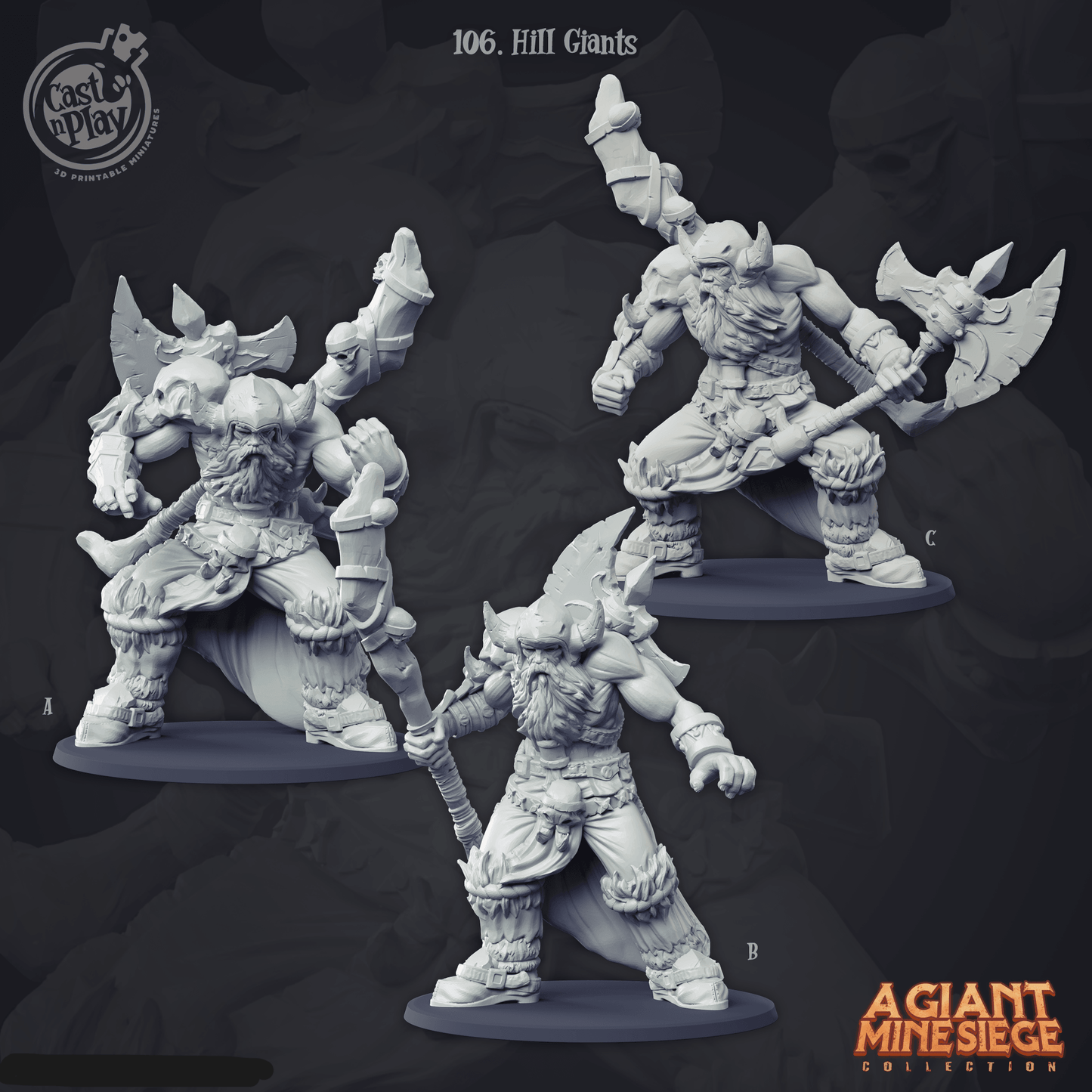 3D Printed Cast n Play Hill Giants 28mm 32mm D&D - 3D Printing Boss 