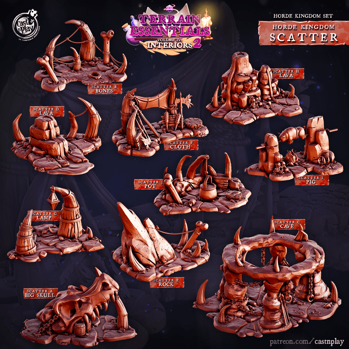 3D Printed Cast n Play Horde Kingdom Scatter Terrain Set 28mm 32mm D&D - 3D Printing Boss 