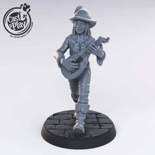 3D Printed Cast n Play - Human Bard 28mm 32mm D&D - 3D Printing Boss 