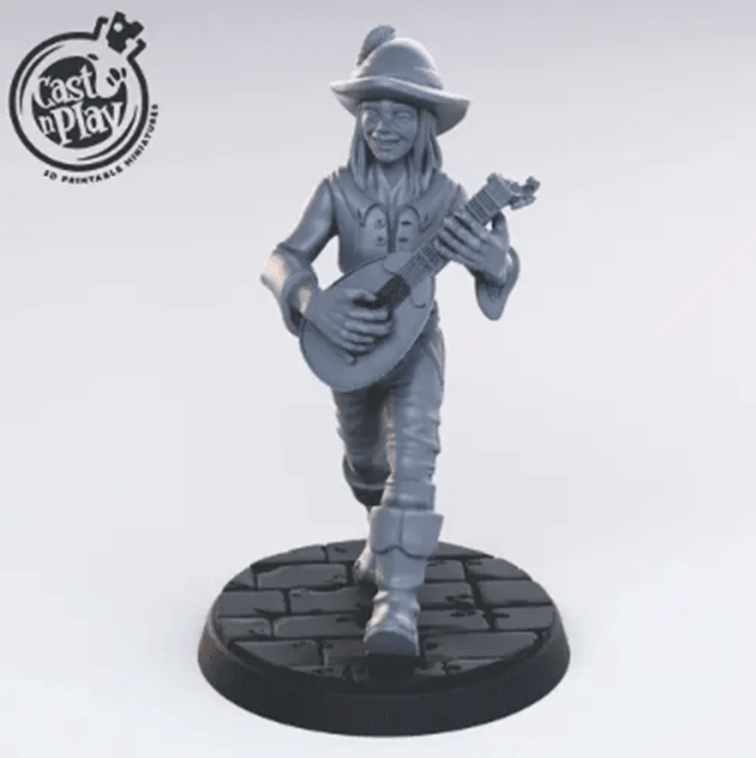 3D Printed Cast n Play - Human Bard 28mm 32mm D&D - 3D Printing Boss 