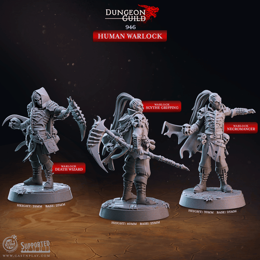 3D Printed Cast n Play Human Warlock Dungeon Guild Set 28mm 32mm D&D - 3D Printing Boss 