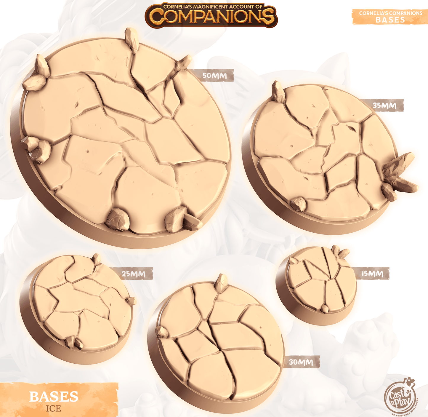 3D Printed Cast n Play Ice Bases Companion's Bases - Master Pack Companions 28mm 32mm D&D - 3D Printing Boss 