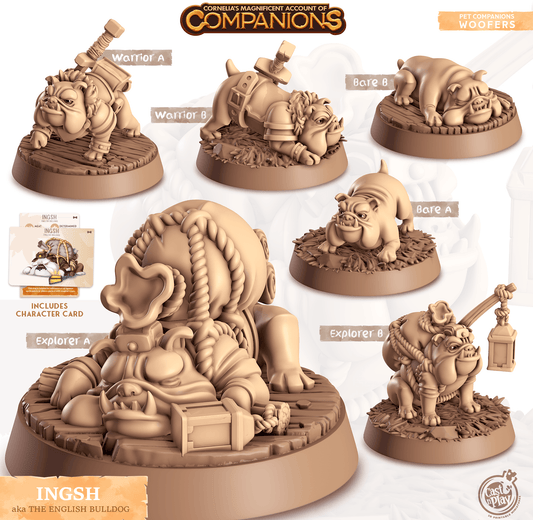 3D Printed Cast n Play Ingsh - English Bulldog Companions 28mm 32mm D&D - 3D Printing Boss 