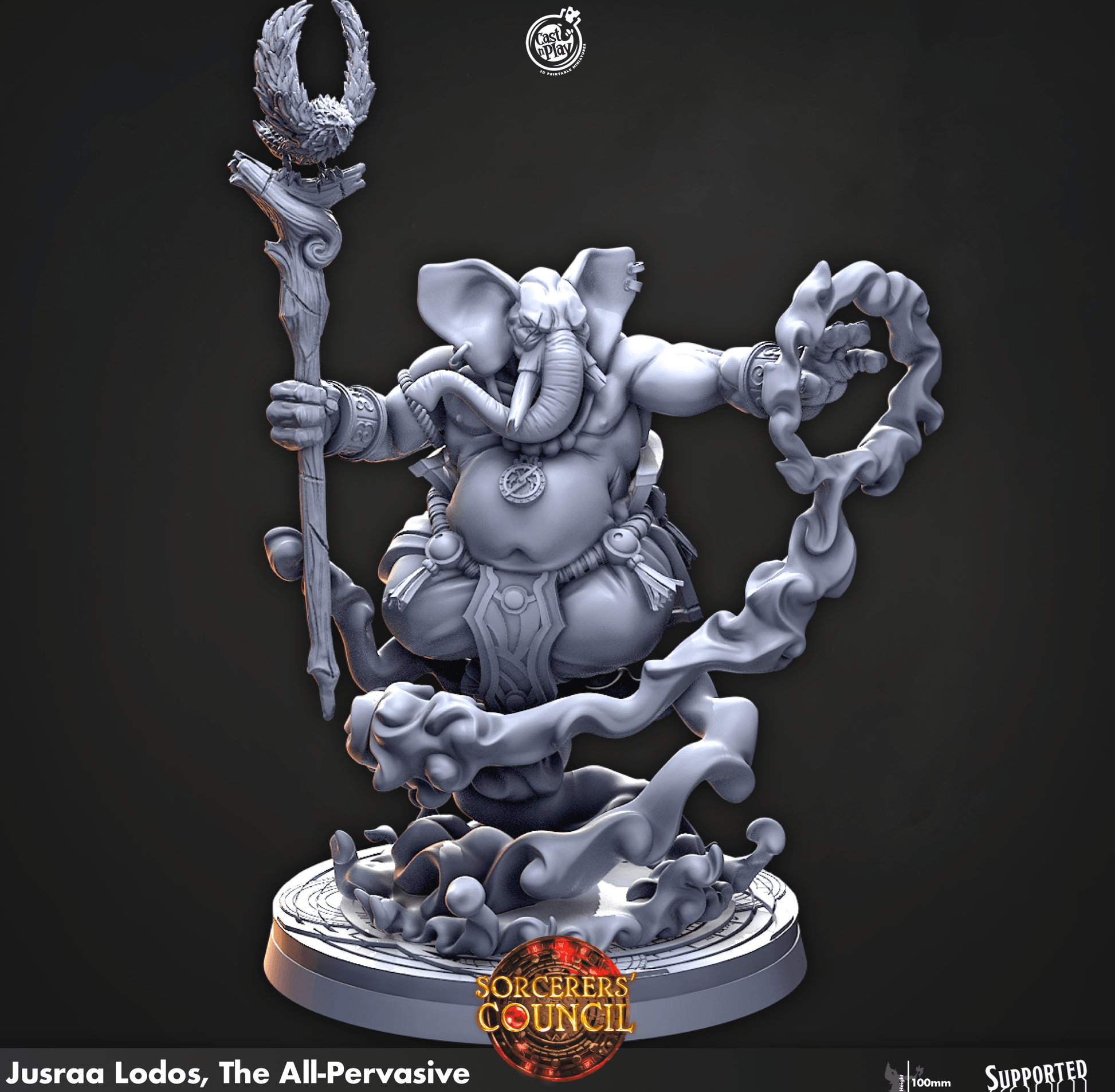 3D Printed Cast n Play Jusraa Lodos, The All-Pervasive Sorcerers Council 28mm 32mm D&D - 3D Printing Boss 