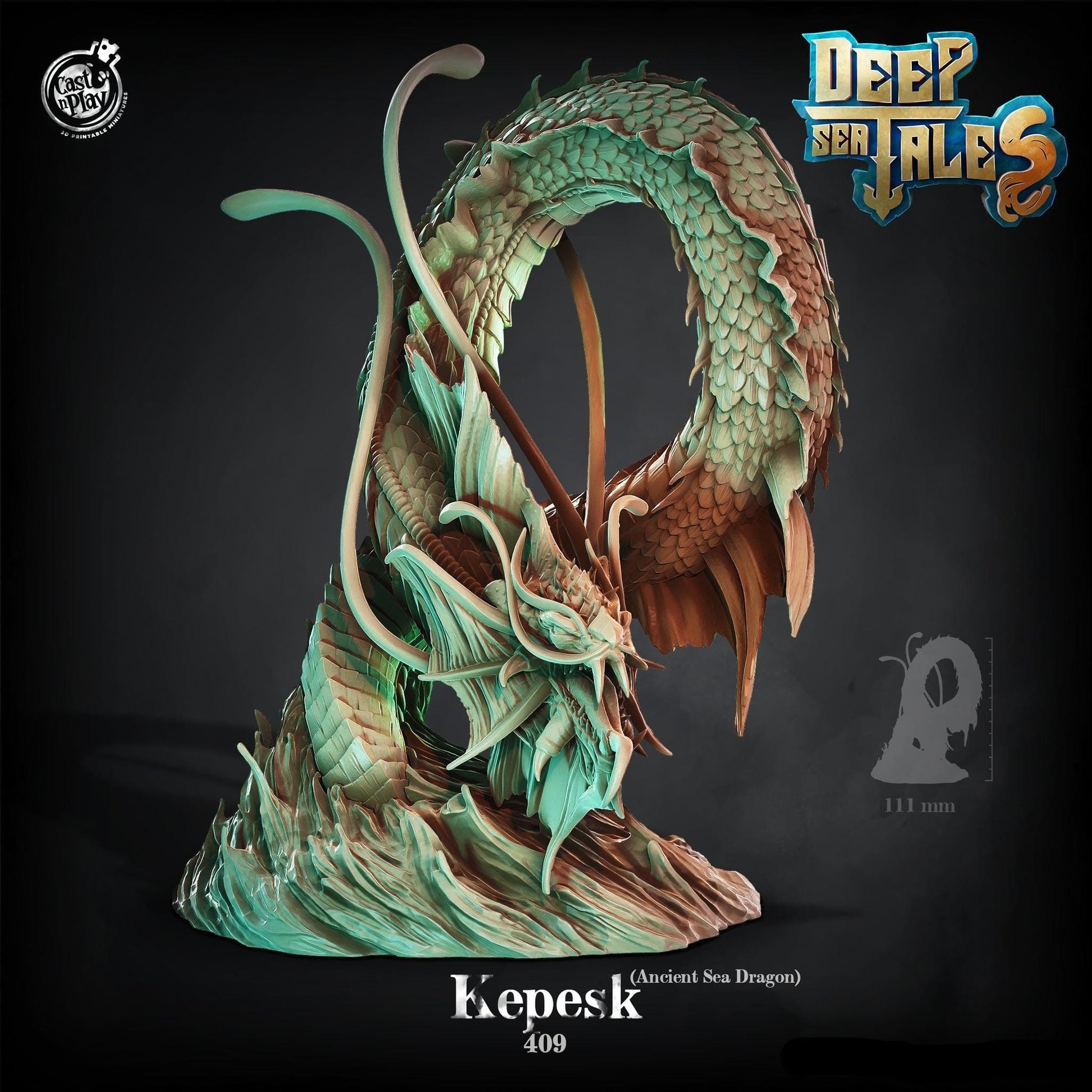 3D Printed Cast n Play Kepesk (Ancient Sea Dragon) 28mm 32mm D&D - 3D Printing Boss 