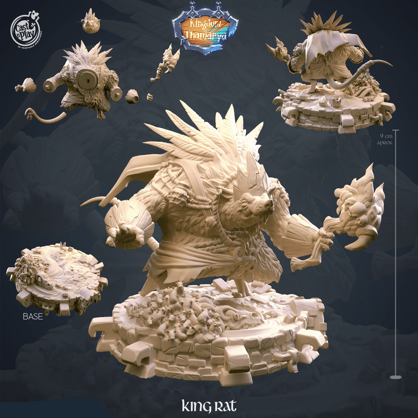 3D Printed Cast n Play King Rat Kingdom Of Thamarya 28mm 32mm D&D - 3D Printing Boss 