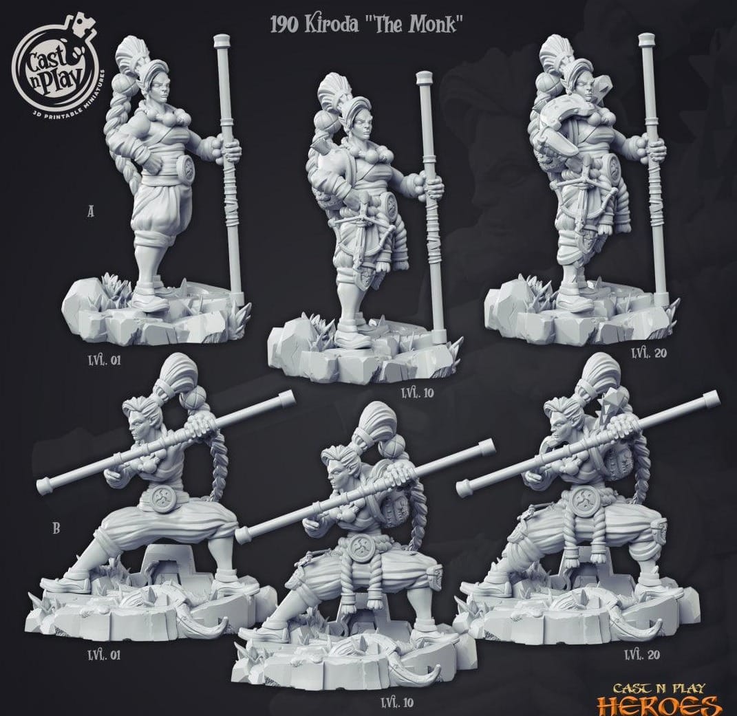 3D Printed Cast n Play Kiroda the Monk Heroes Vol. 1 28mm 32mm D&D - 3D Printing Boss 