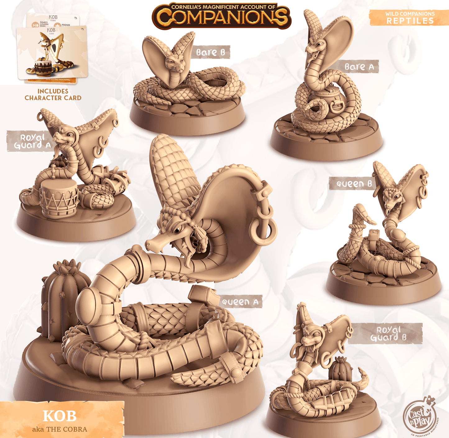 3D Printed Cast n Play Kob - The Cobra Companions 28mm 32mm D&D - 3D Printing Boss 