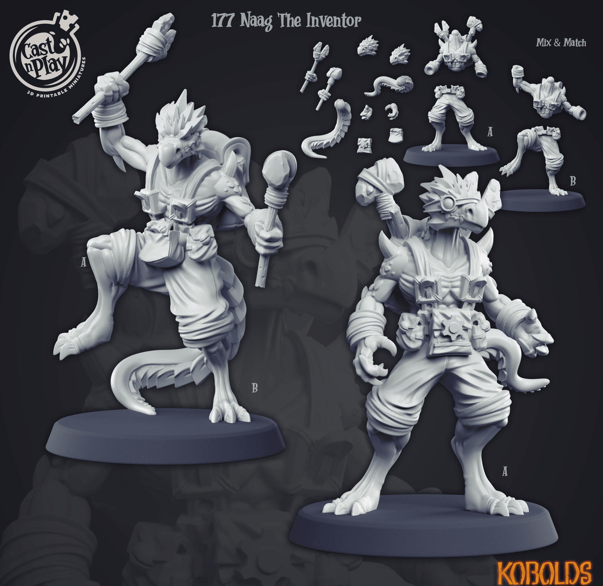 3D Printed Cast n Play Kobolds Collection - Naag The Inventor 28mm 32mm D&D - 3D Printing Boss 