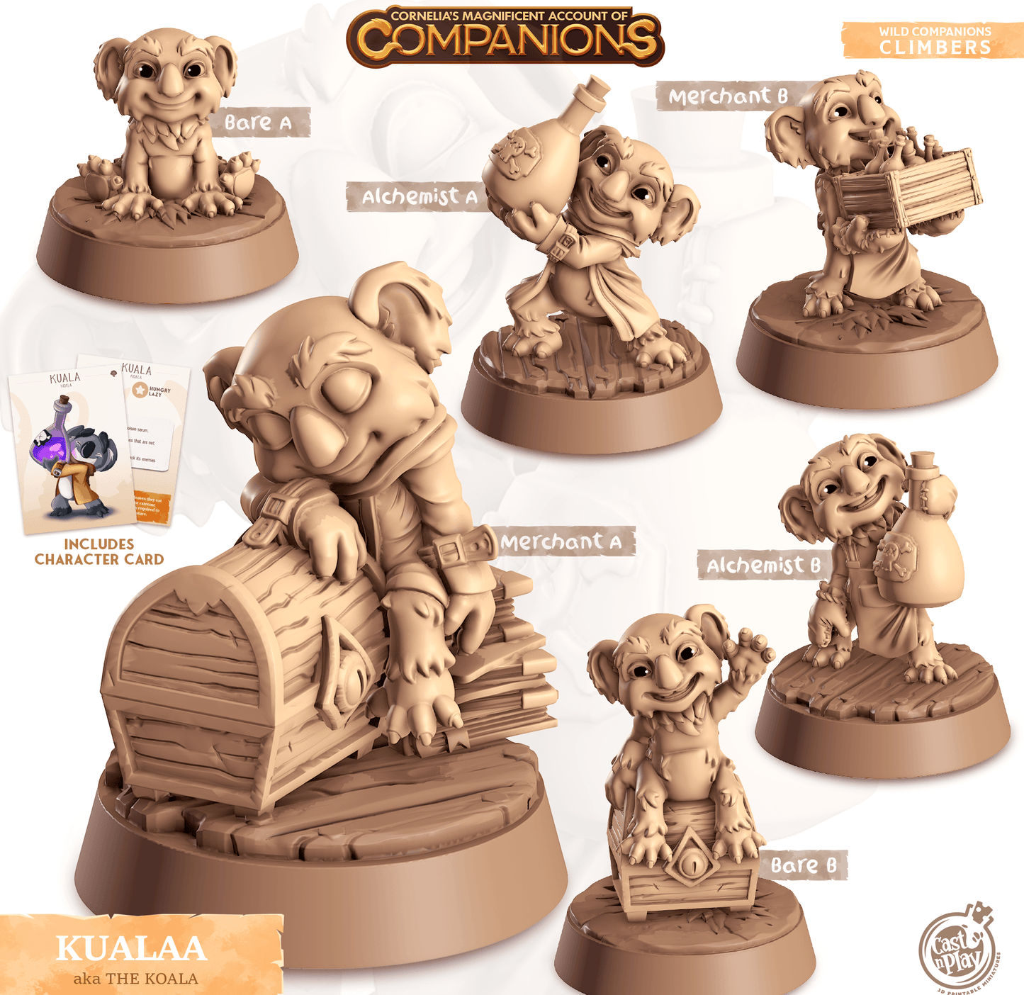 3D Printed Cast n Play Kualaa - Koala Companions 28mm 32mm D&D - 3D Printing Boss 