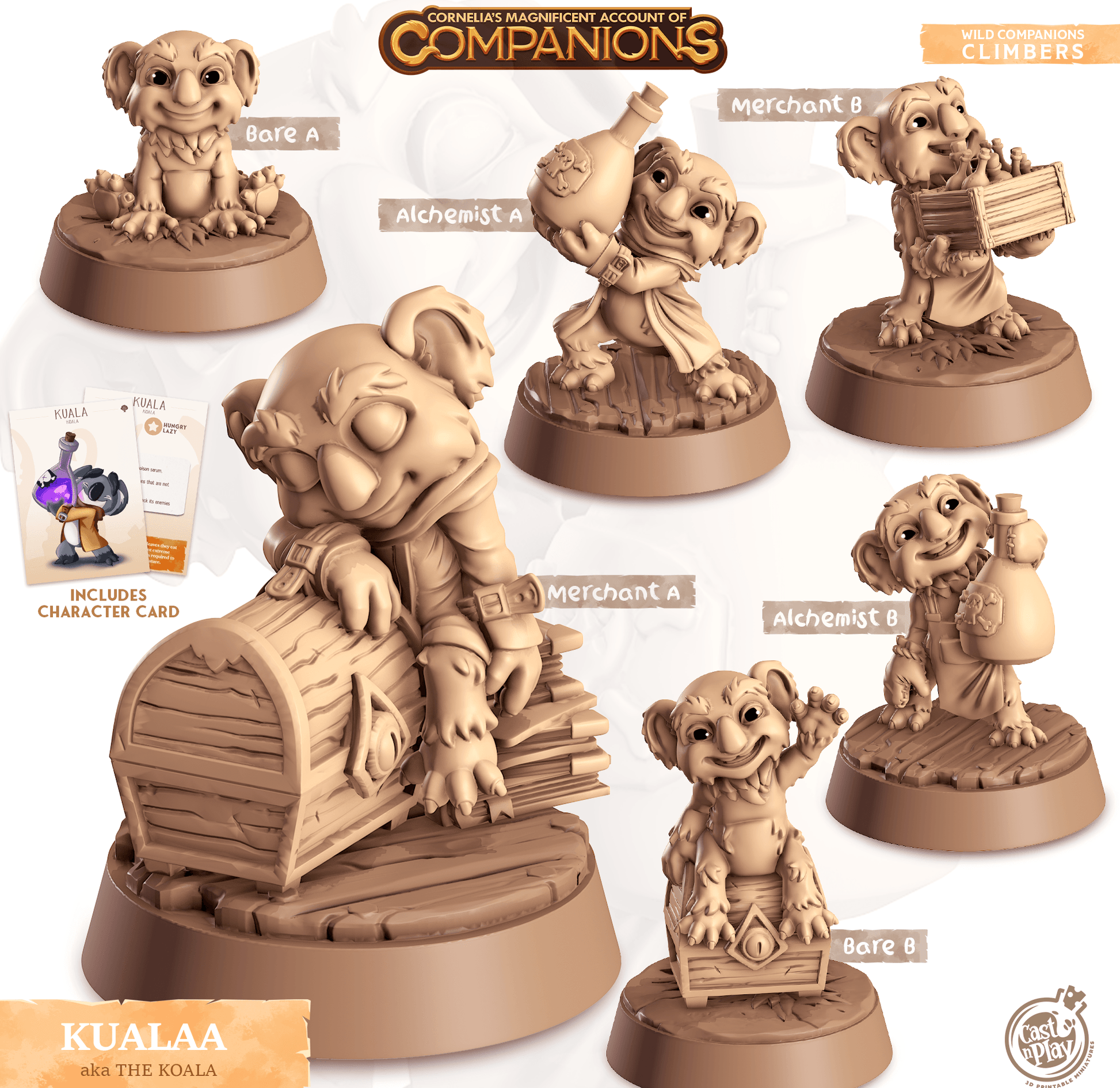 3D Printed Cast n Play Kualaa - Koala Companions 28mm 32mm D&D - 3D Printing Boss 