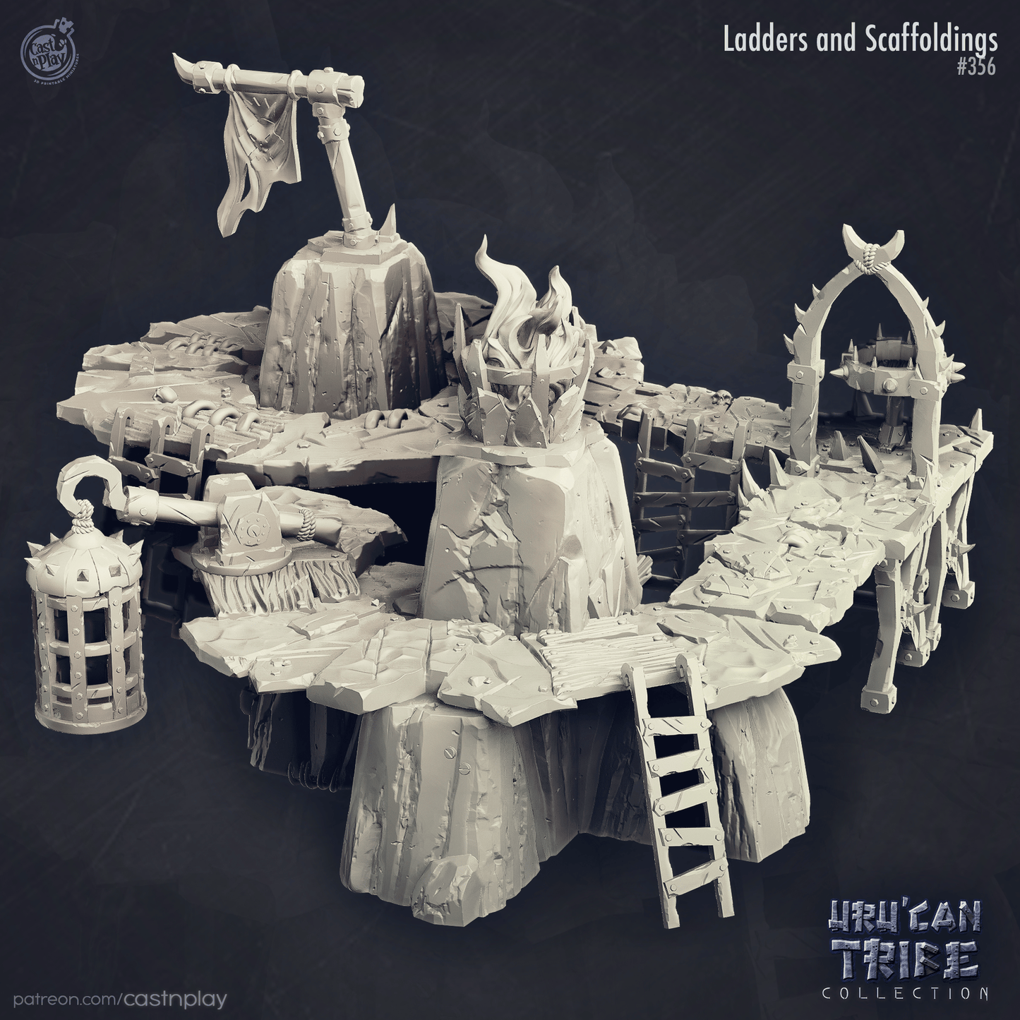 3D Printed Cast n Play Ladders and Scaffoldings Uru Can Tribe 28mm 32mm D&D - 3D Printing Boss 