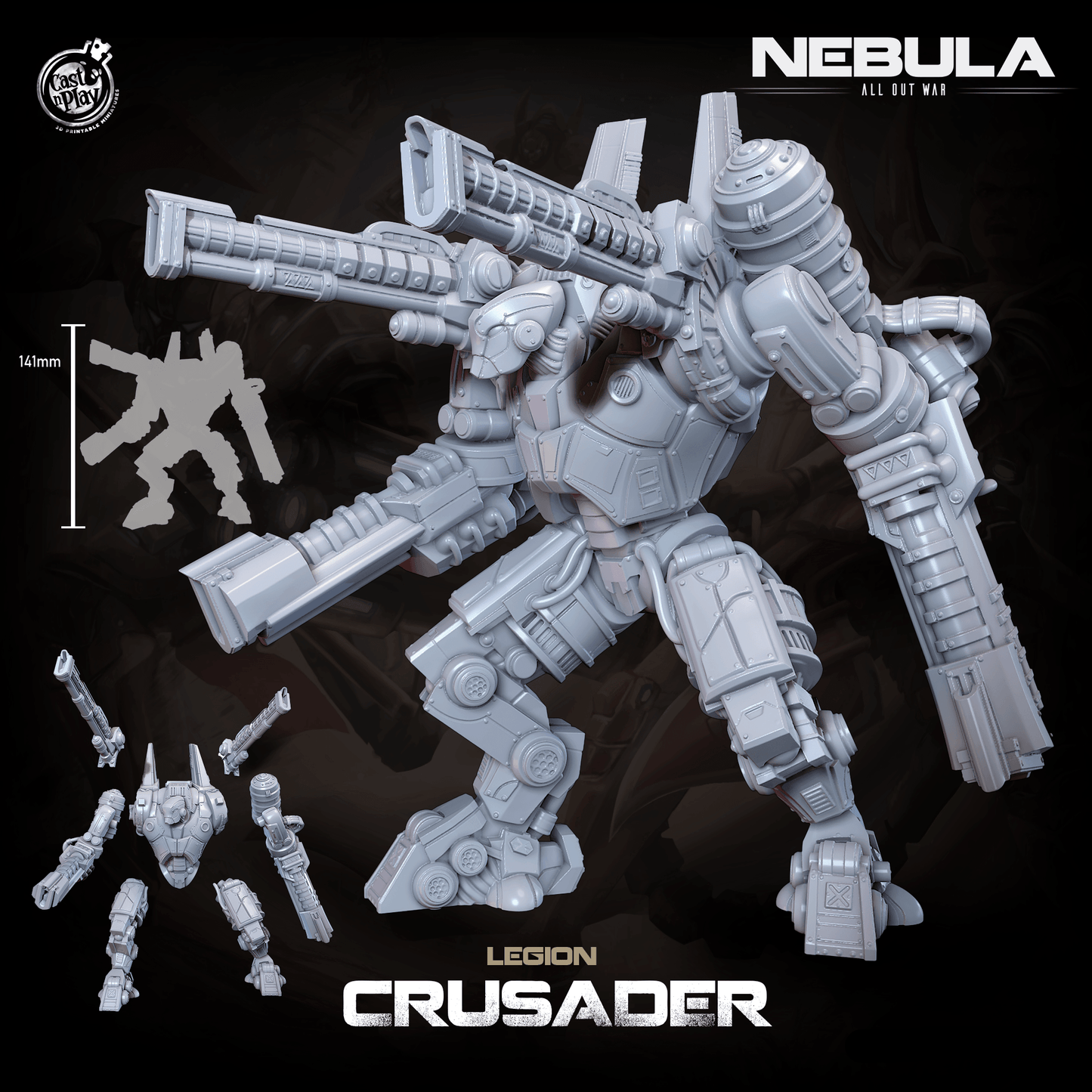 3D Printed Cast n Play Legion Crusader (Titan) Nebula All Out War 28mm 32mm D&D - 3D Printing Boss 