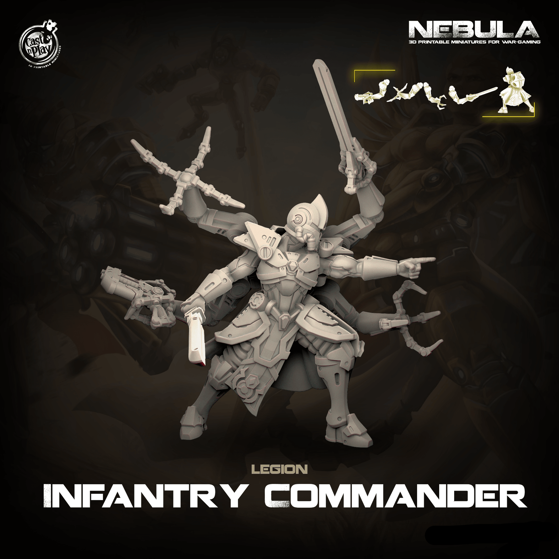3D Printed Cast n Play Legion Infantry Commander Nebula Origins 28mm 32mm D&D - 3D Printing Boss 