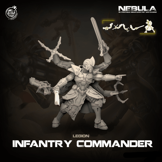3D Printed Cast n Play Legion Infantry Commander Nebula Origins 28mm 32mm D&D - 3D Printing Boss 