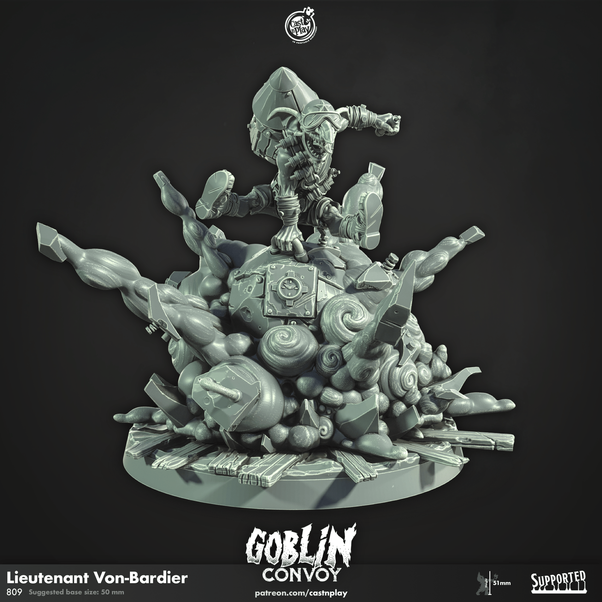 3D Printed Cast n Play Lieutenant Von Bardier The Goblin Convoy 28mm 32mm D&D - 3D Printing Boss 