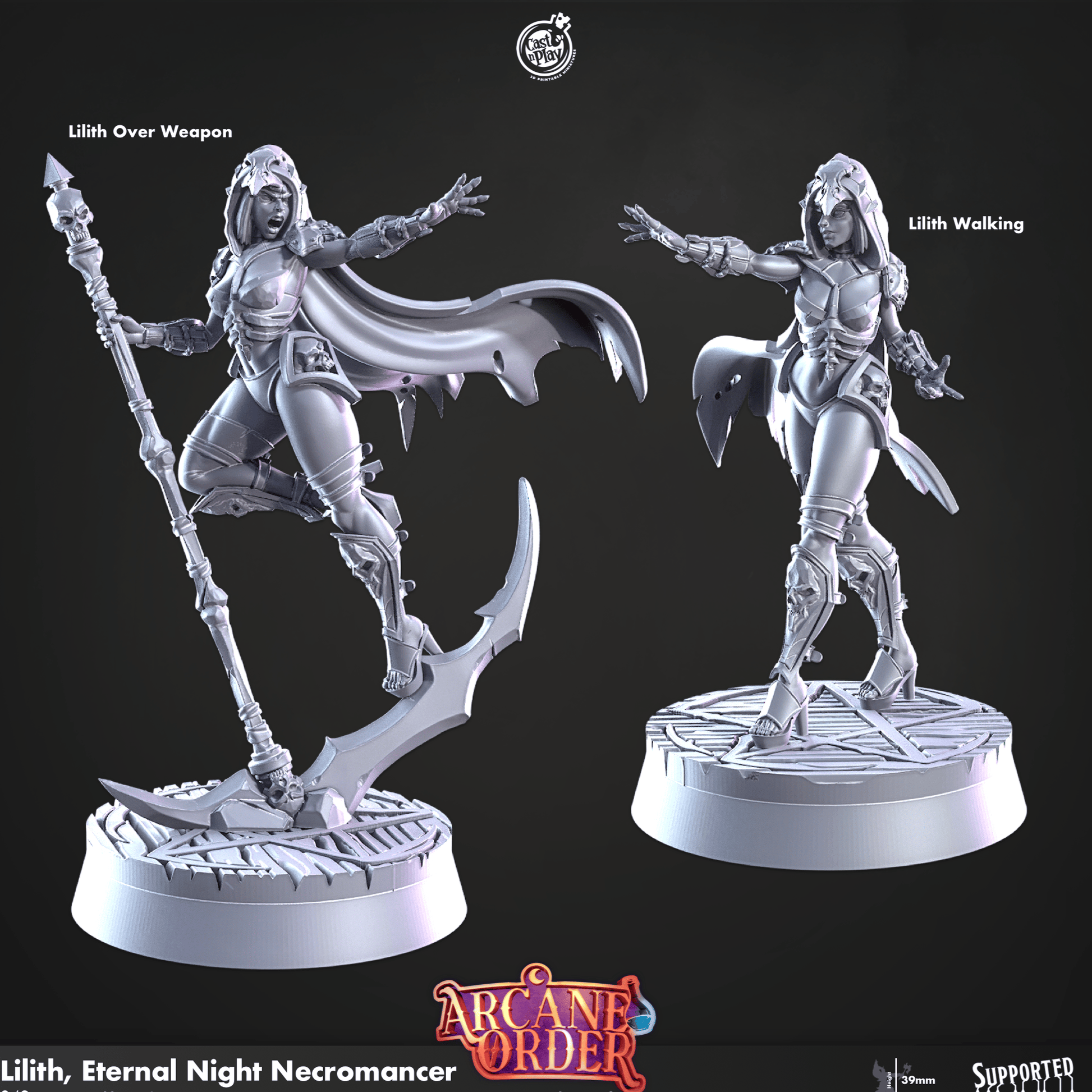 3D Printed Cast n Play Lilith Eternal Night Necromancer 28mm 32mm D&D - 3D Printing Boss 
