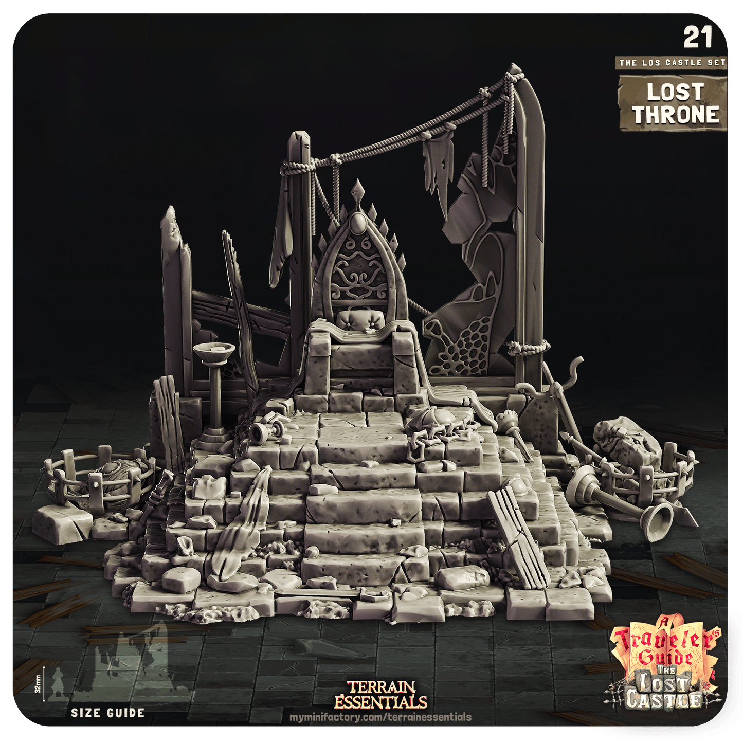 3D Printed Cast n Play Lost Throne The Lost Castle Terrain Set 28mm 32mm D&D - 3D Printing Boss 