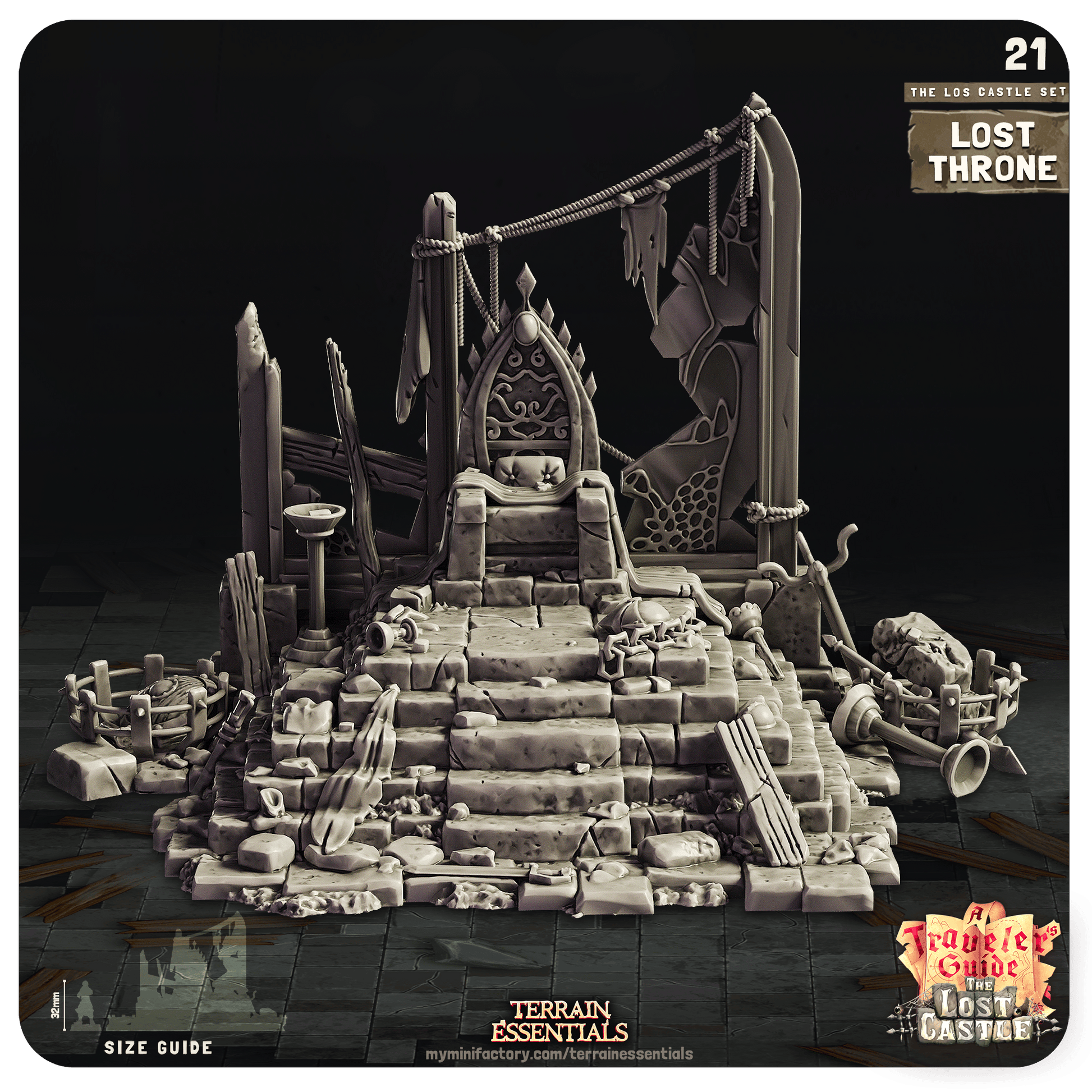 3D Printed Cast n Play Lost Throne The Lost Castle Terrain Set 28mm 32mm D&D - 3D Printing Boss 