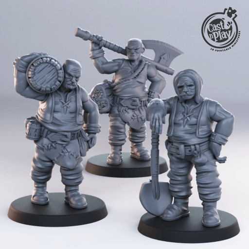 3D Printed Cast n Play Male Townsfolk Townsfolk 28mm 32mm D&D - 3D Printing Boss 