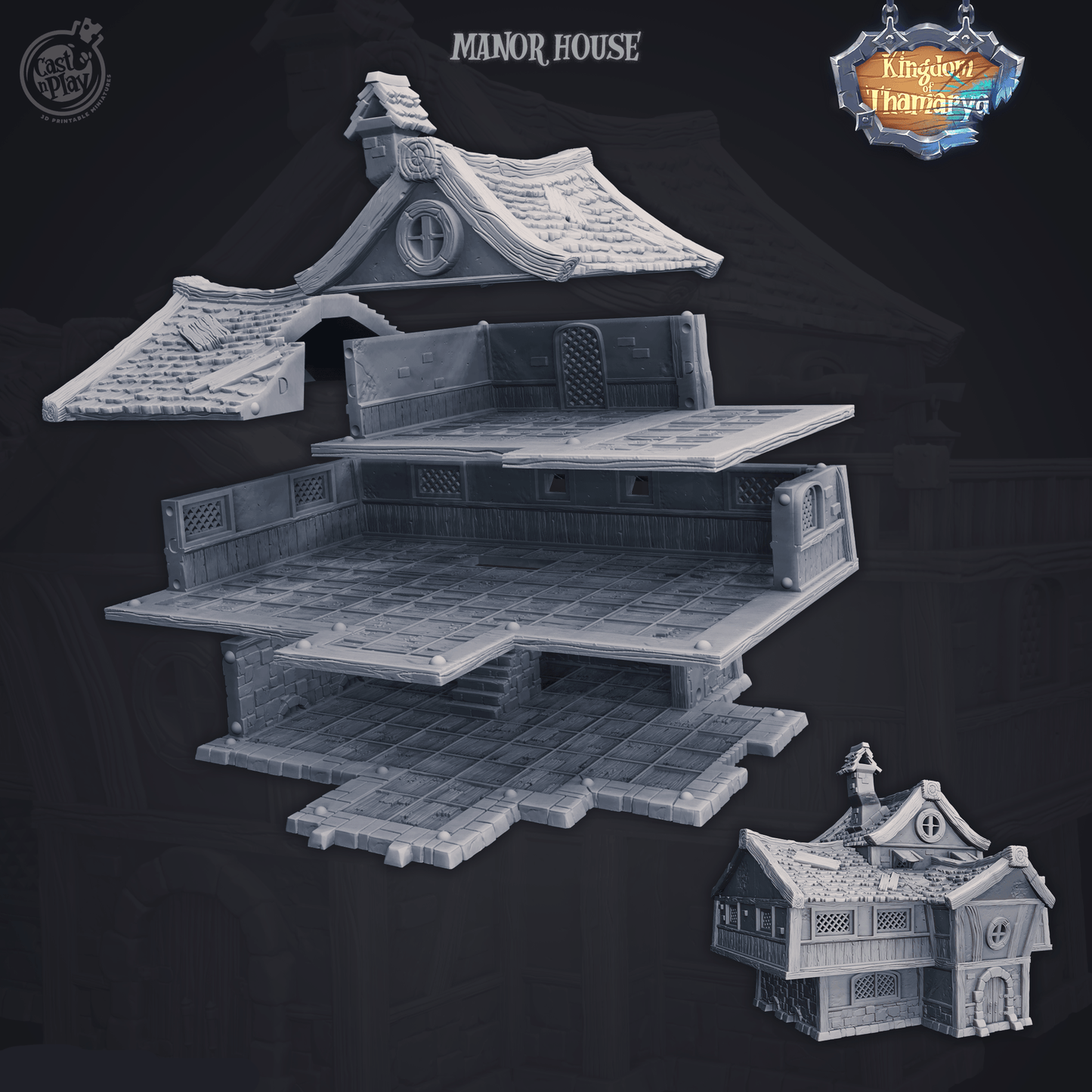 3D Printed Cast n Play Mannor House Kingdom Of Thamarya 28mm 32mm D&D - 3D Printing Boss 