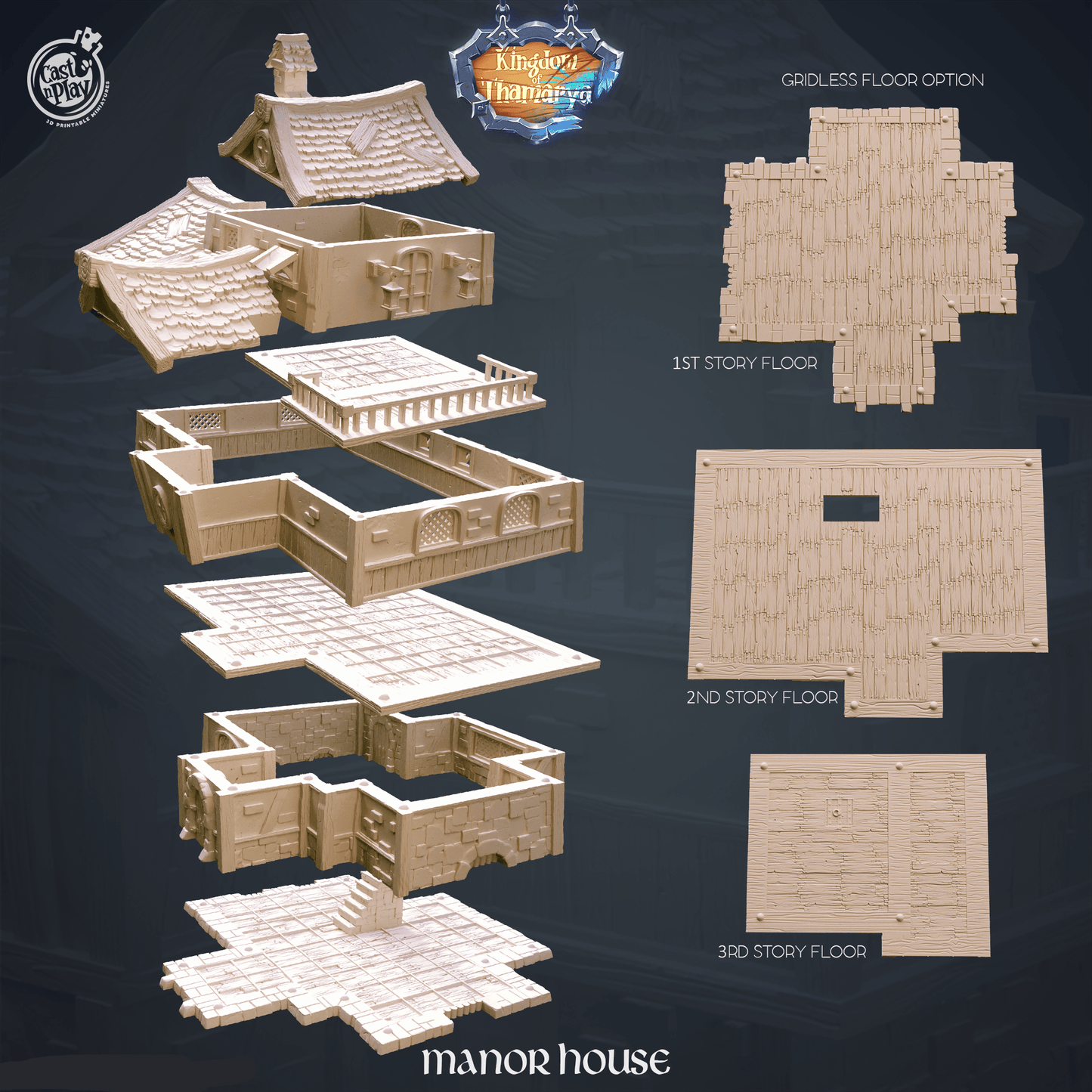 3D Printed Cast n Play Mannor House Kingdom Of Thamarya 28mm 32mm D&D - 3D Printing Boss 