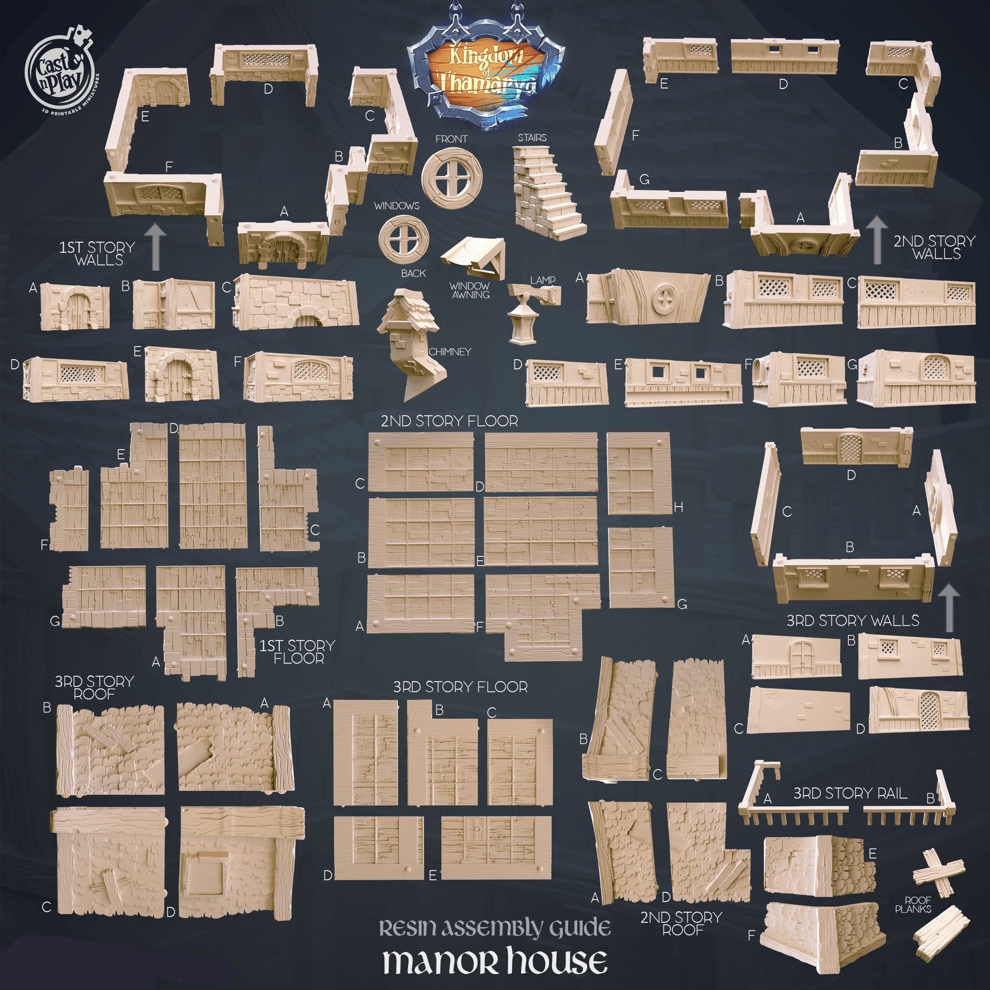 3D Printed Cast n Play Mannor House Kingdom Of Thamarya 28mm 32mm D&D - 3D Printing Boss 