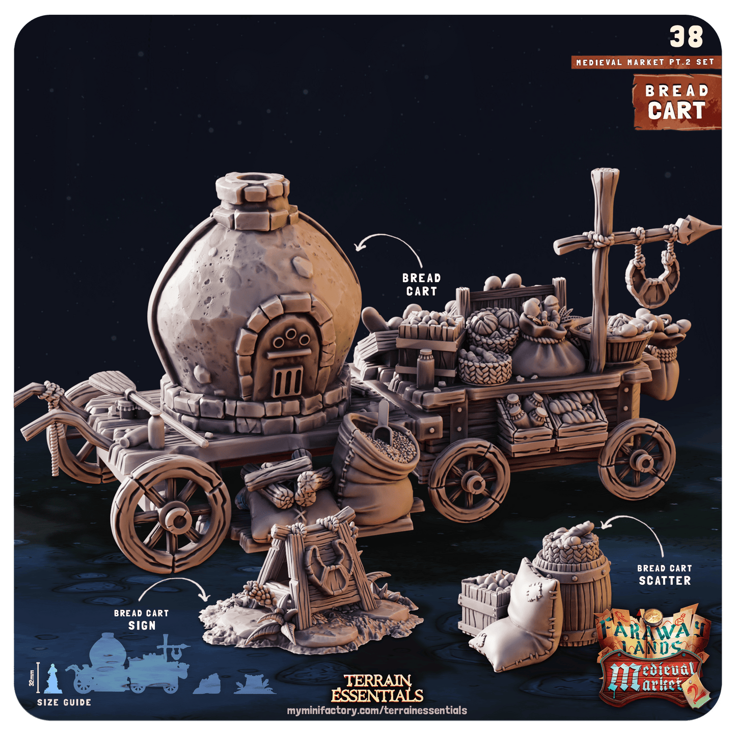 3D Printed Cast n Play Medieval Market 2 Terrain Set 28mm 32mm D&D - 3D Printing Boss 