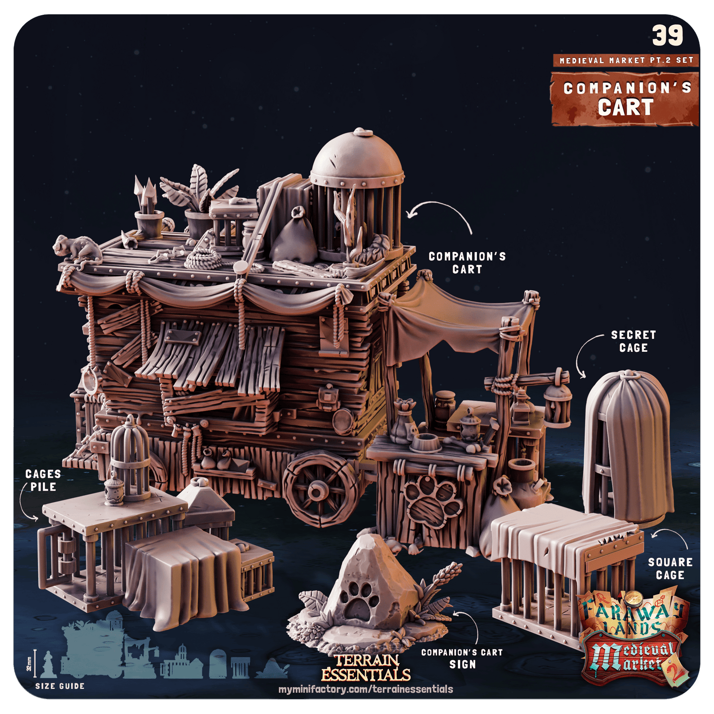 3D Printed Cast n Play Medieval Market 2 Terrain Set 28mm 32mm D&D - 3D Printing Boss 