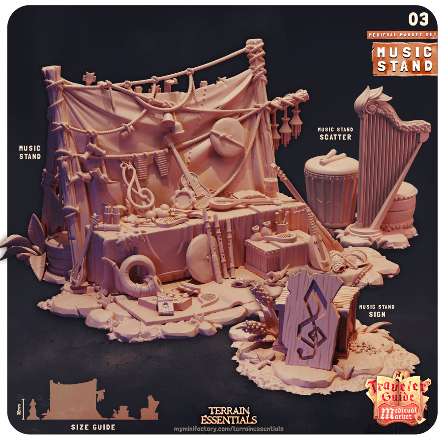 3D Printed Cast n Play Medieval Market Terrain Set 28mm 32mm D&D - 3D Printing Boss 