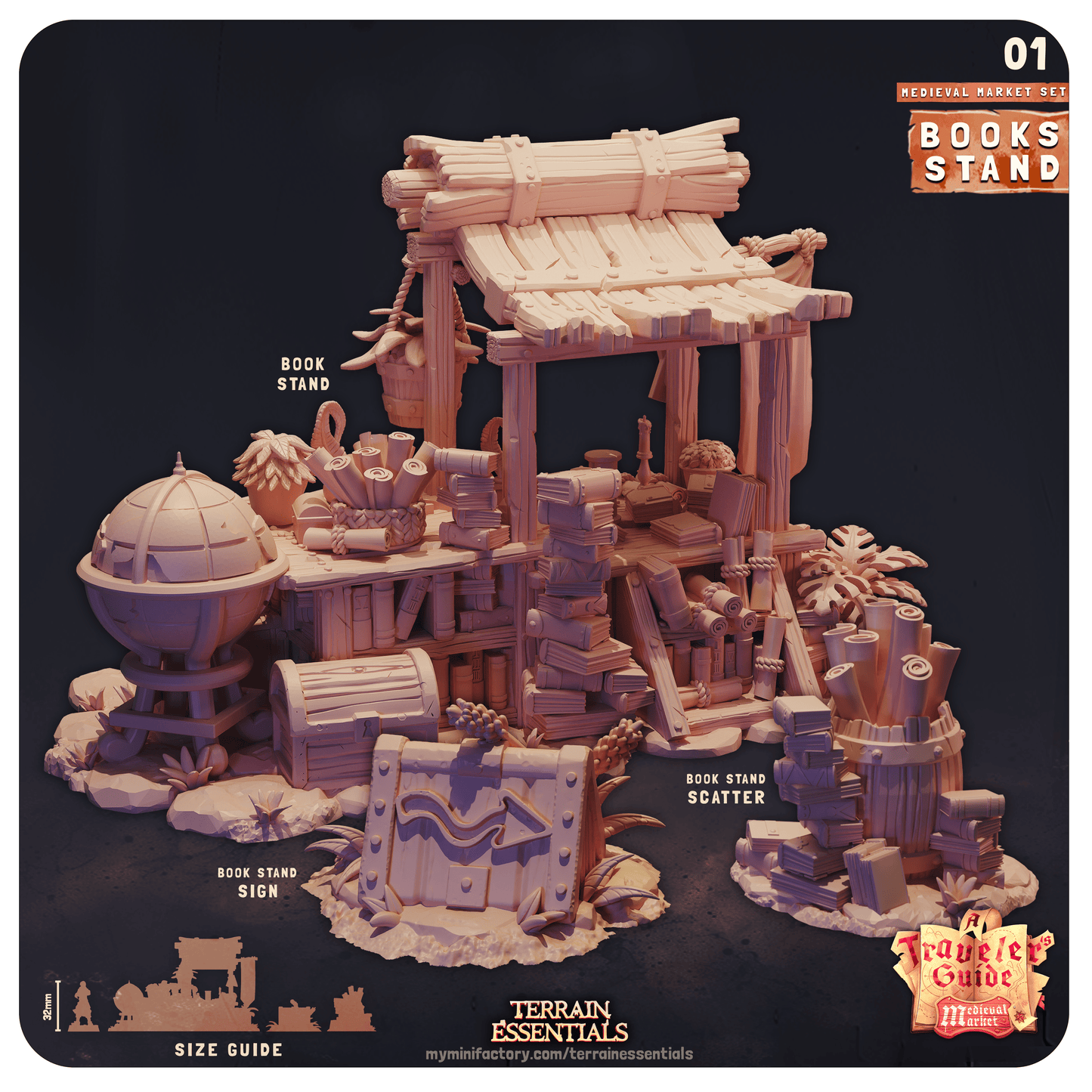 3D Printed Cast n Play Medieval Market Terrain Set 28mm 32mm D&D - 3D Printing Boss 