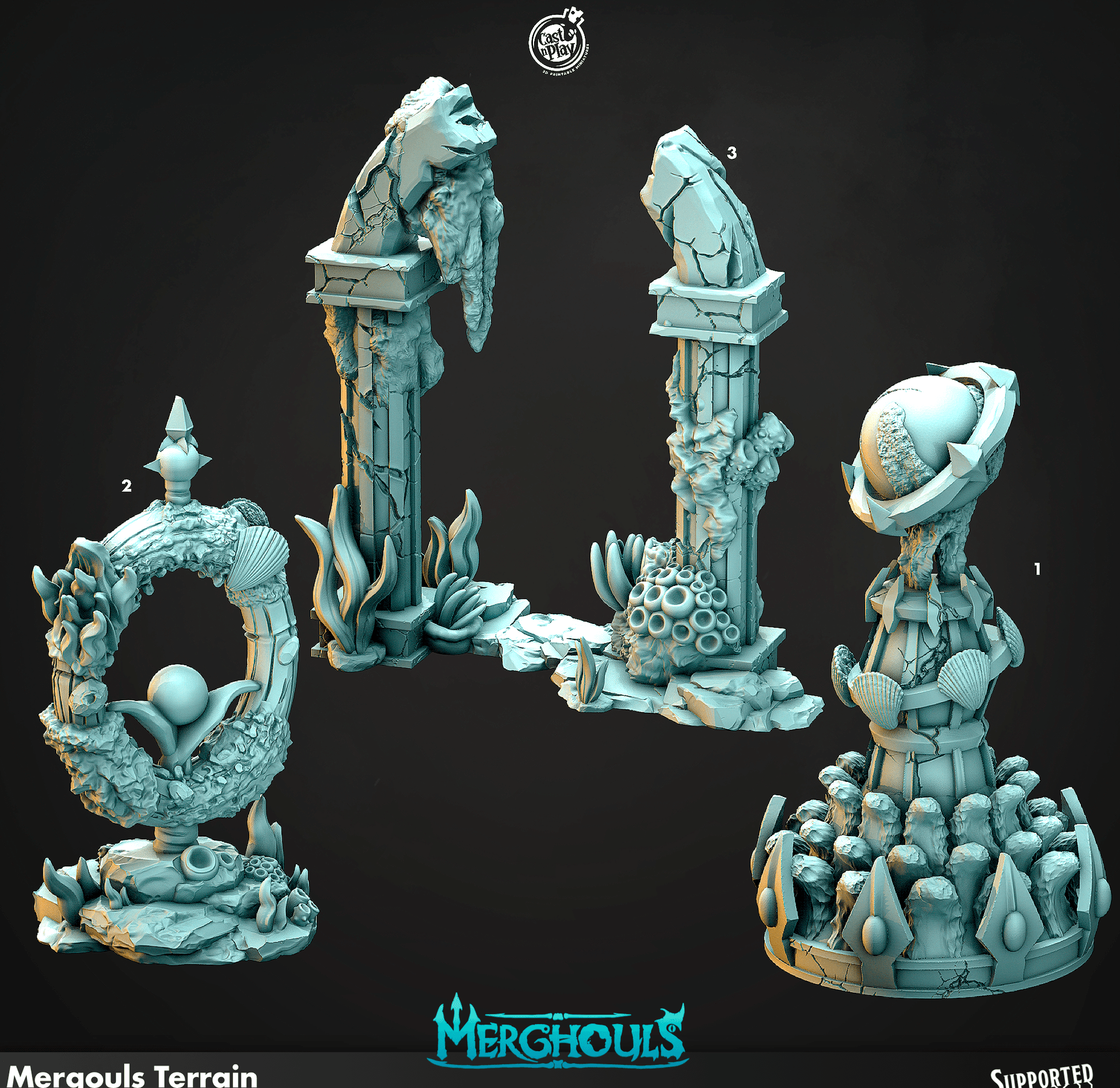 3D Printed Cast n Play Merghouls Merghouls Terrain 28mm 32mm D&D - 3D Printing Boss 