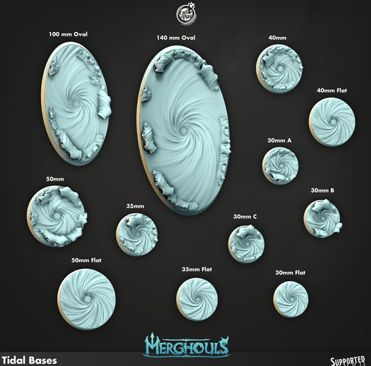 3D Printed Cast n Play Merghouls Tidal Bases Set 28mm 32mm D&D - 3D Printing Boss 