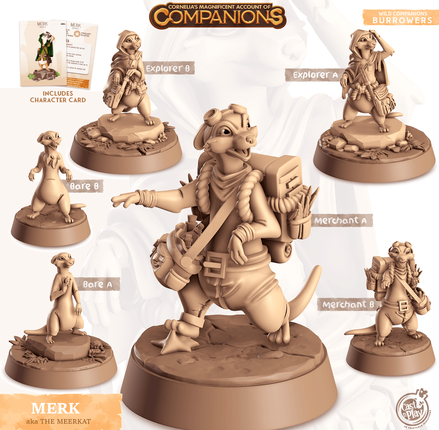 3D Printed Cast n Play Merk - Merkat Companions 28mm 32mm D&D - 3D Printing Boss 