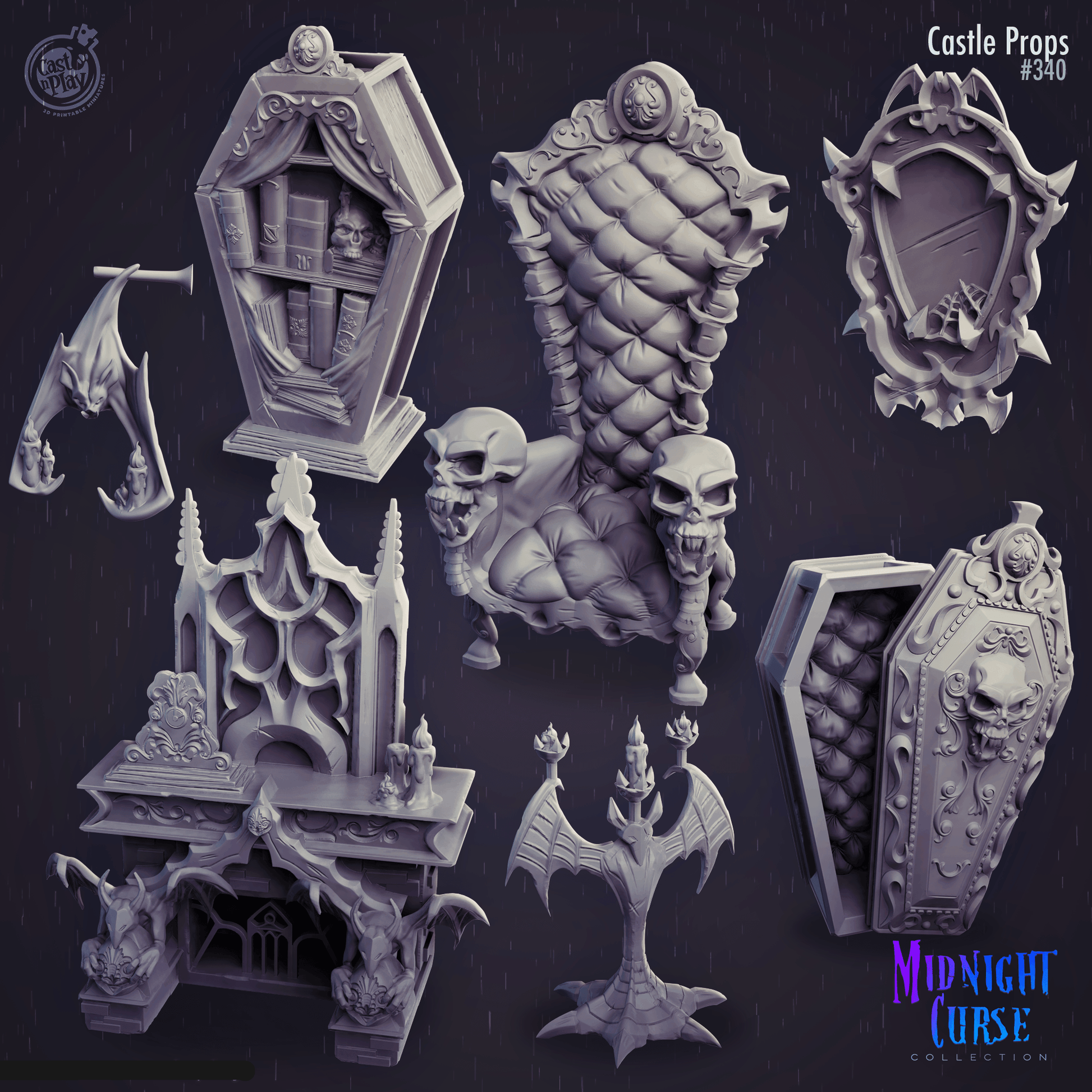 3D Printed Cast n Play Midnight Curse - Castle Props 28mm 32mm D&D - 3D Printing Boss 