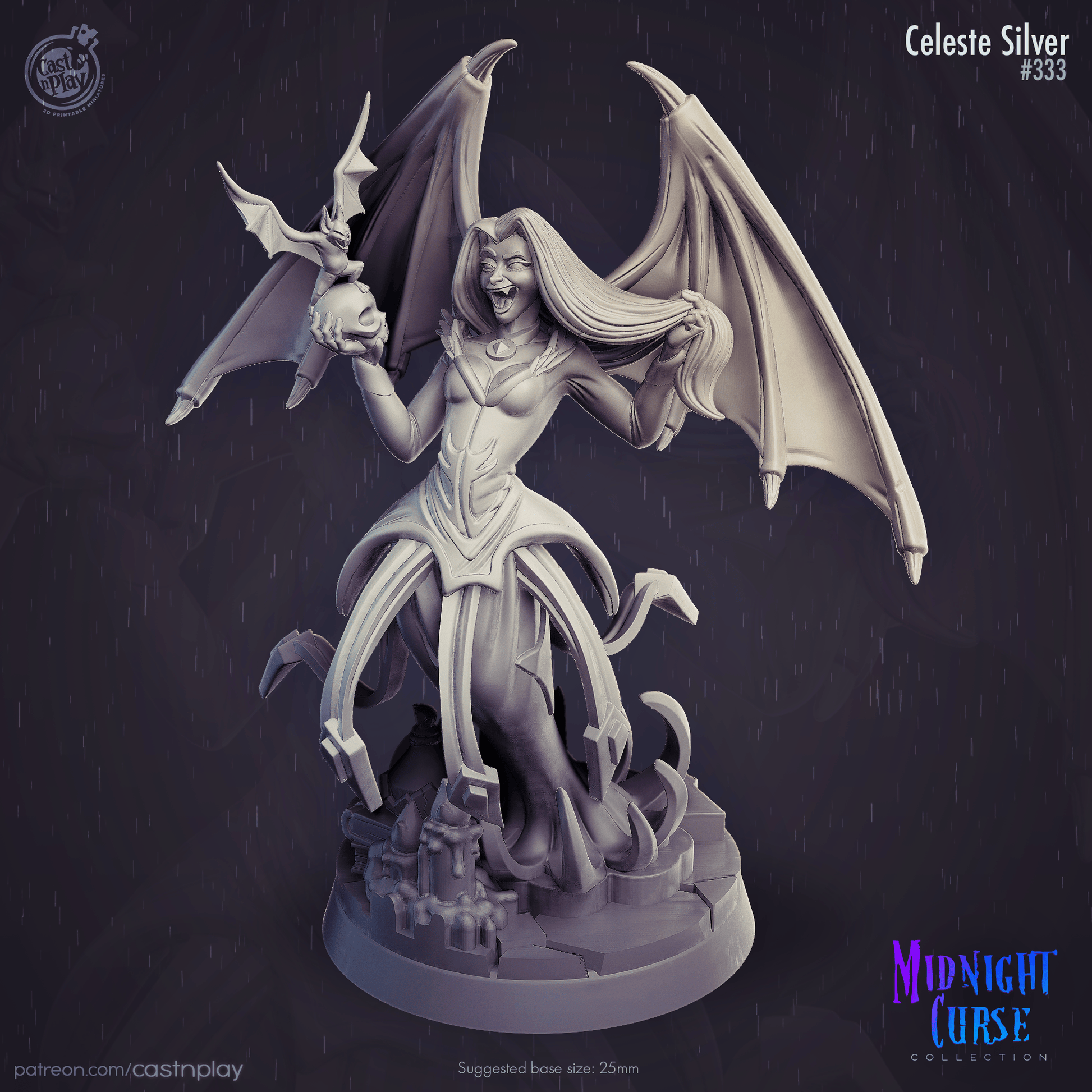 3D Printed Cast n Play Midnight Curse - Celeste Silver 28mm 32mm D&D - 3D Printing Boss 