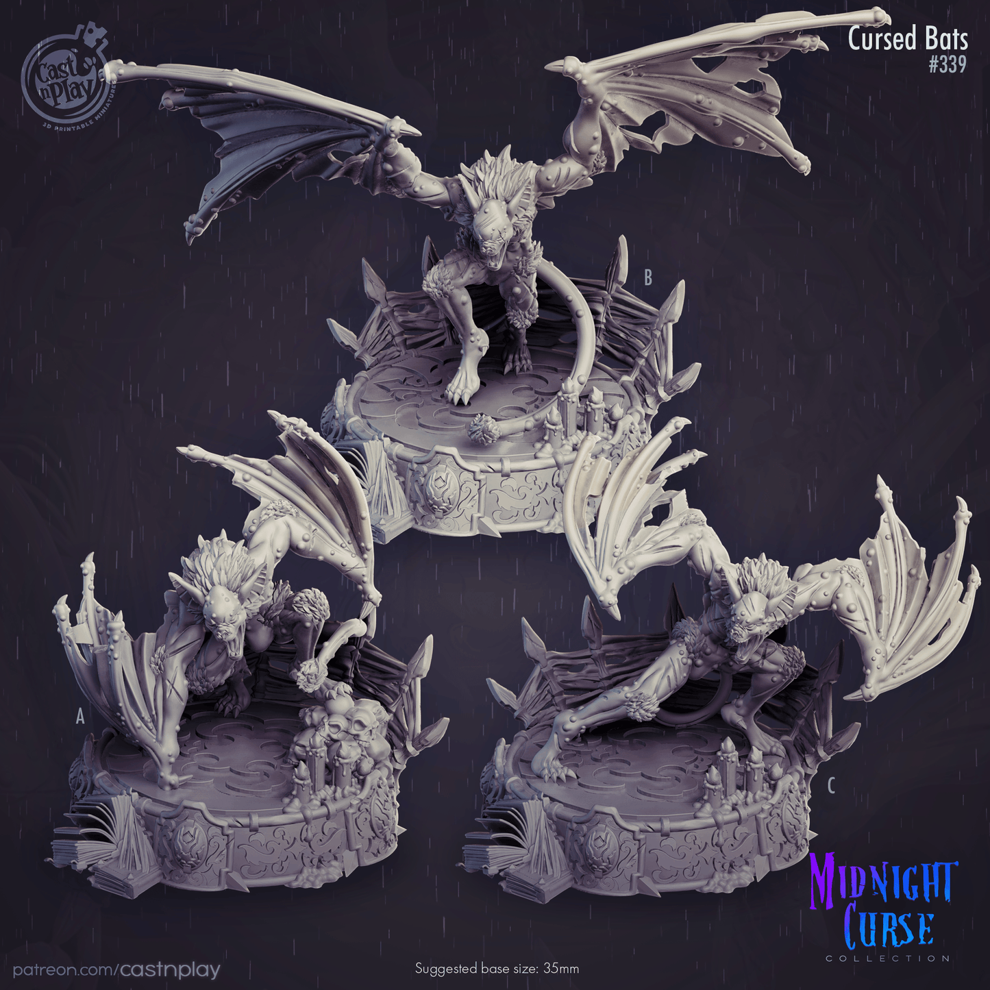 3D Printed Cast n Play Midnight Curse - Cursed Bats 28mm 32mm D&D - 3D Printing Boss 