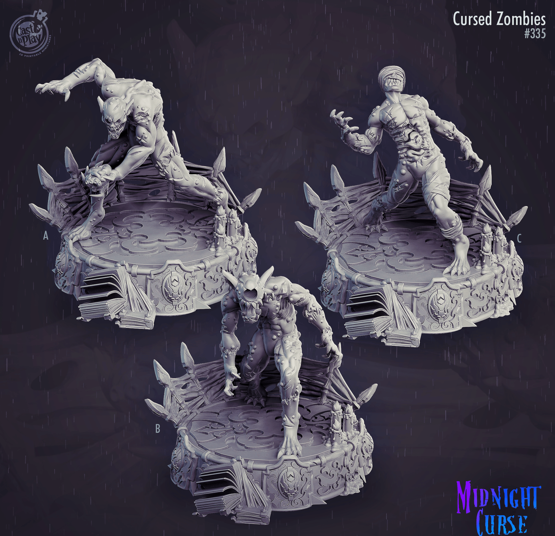 3D Printed Cast n Play Midnight Curse - Cursed Zombies 28mm 32mm D&D - 3D Printing Boss 