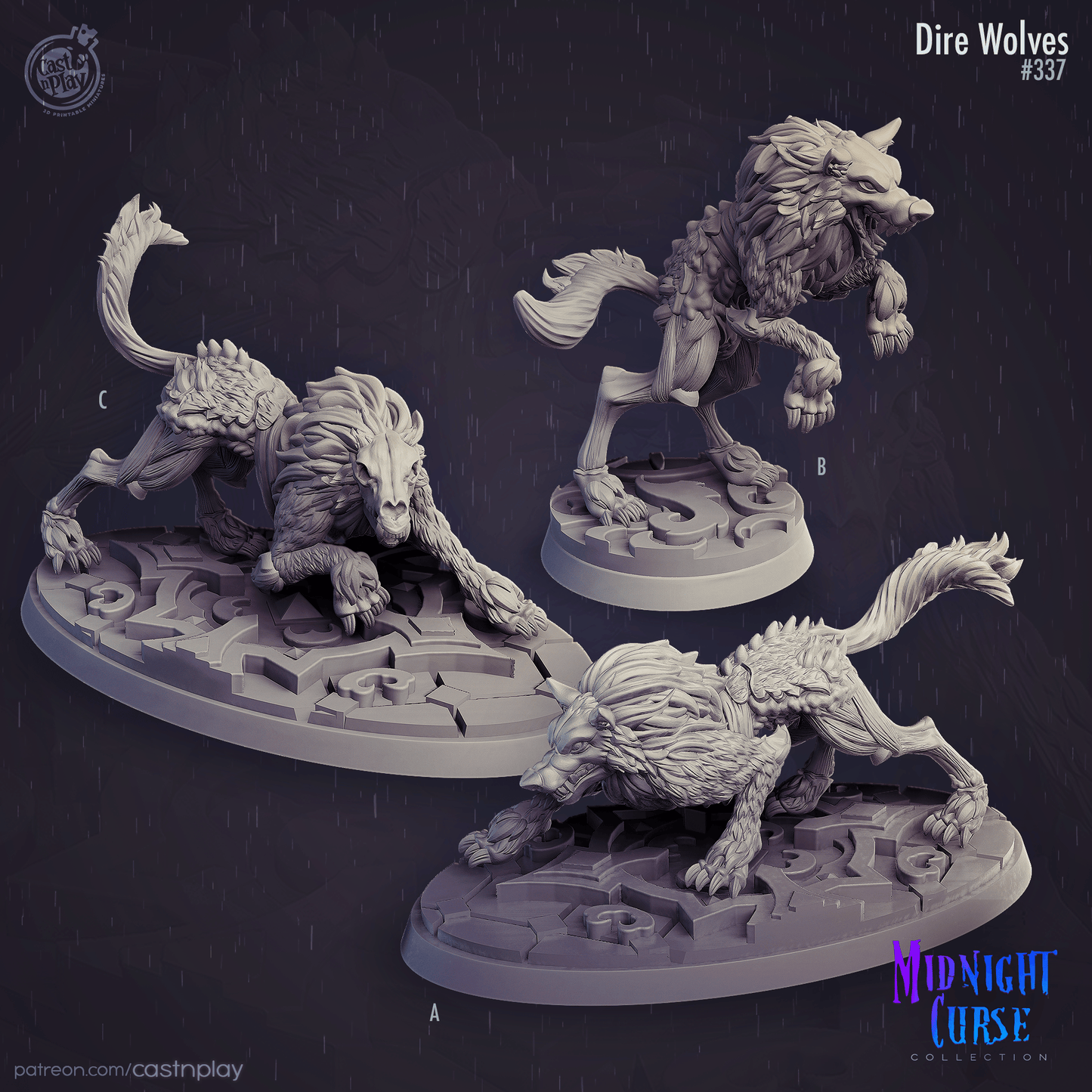 3D Printed Cast n Play Midnight Curse - Dire Wolf 28mm 32mm D&D - 3D Printing Boss 